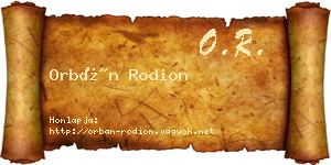 Orbán Rodion névjegykártya