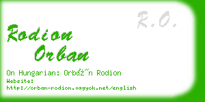 rodion orban business card
